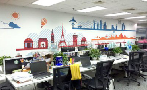 镇巴教你设计办公室墙绘的方法。